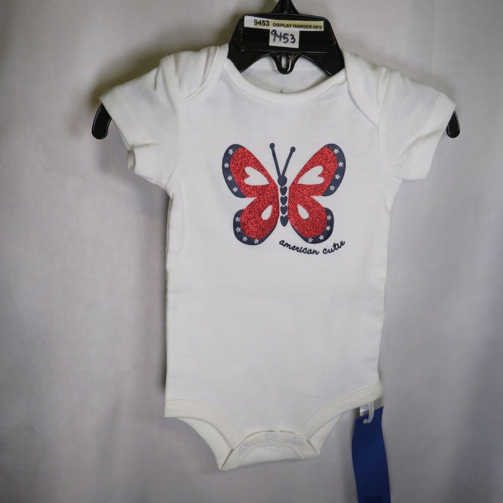 Patriotic Glitter Butterfly Baby Bodysuit 9M "American Cutie" Baby Starters - Picture 2 of 6